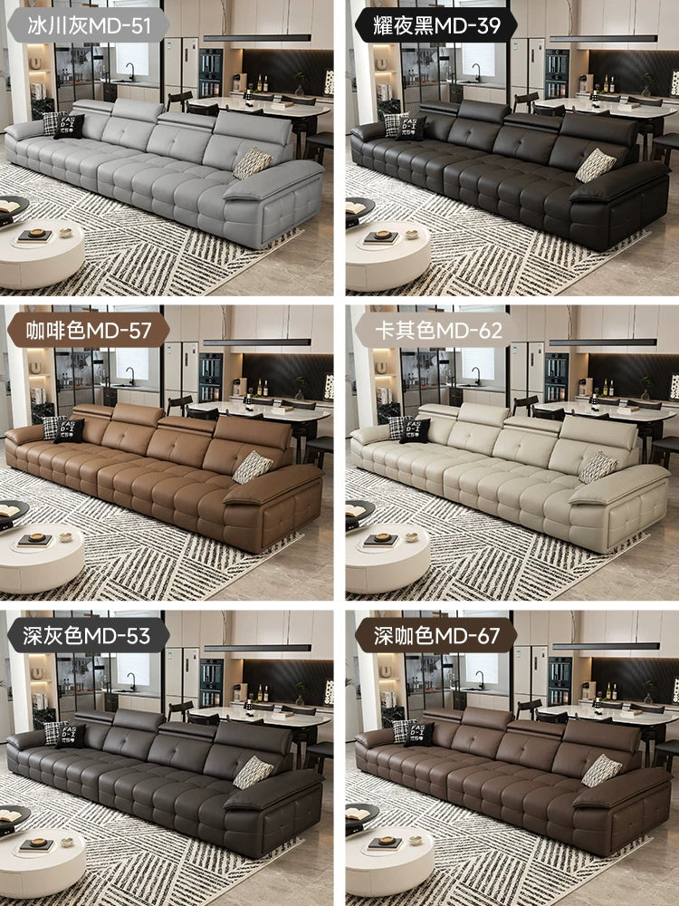 法莎蒂意式极简钢琴键头层真皮沙发客厅轻奢现代别墅大户型沙发