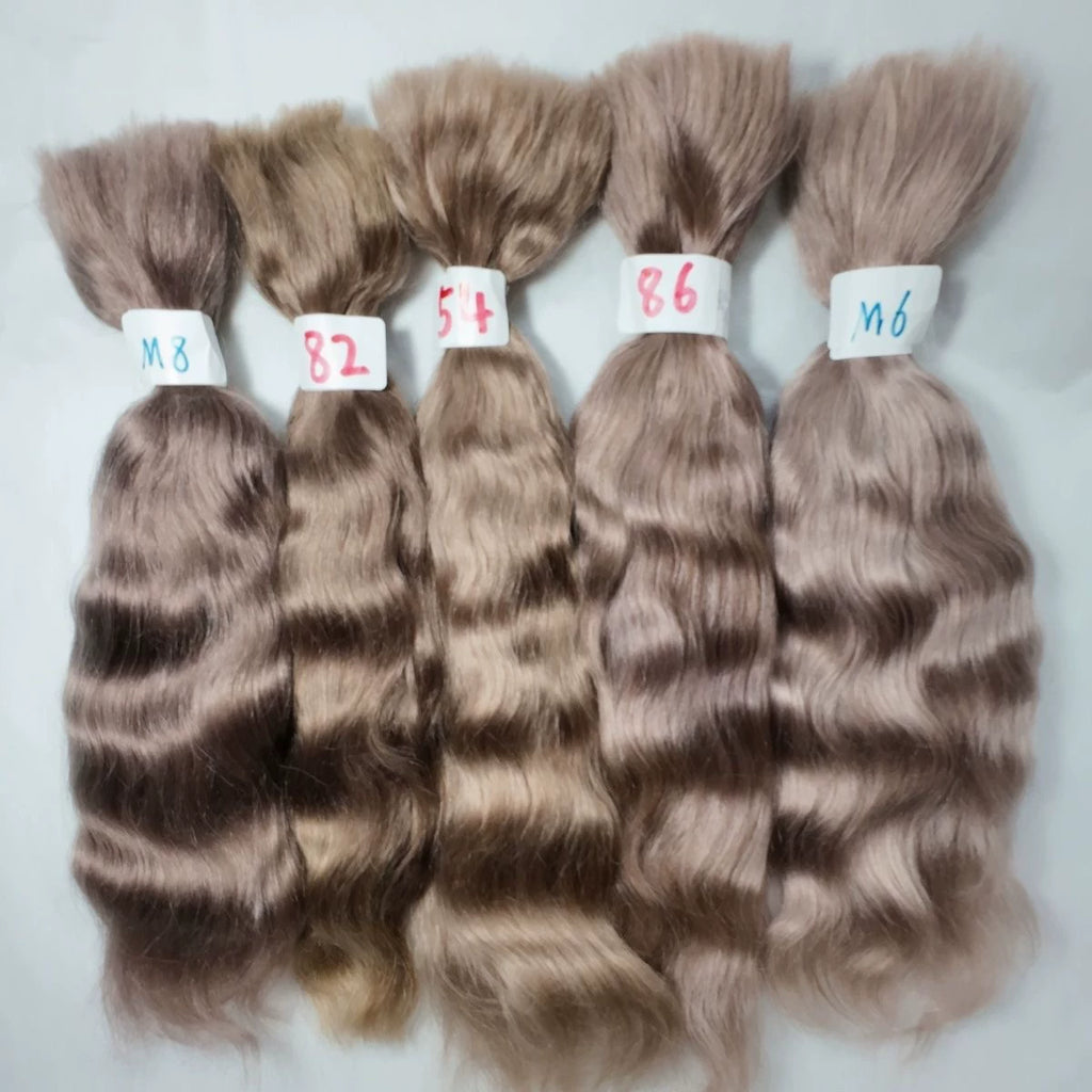 Combed Mohair Wavy BJD Hair | Light Brown Series for Doll Customization (15cm/20cm/25cm)