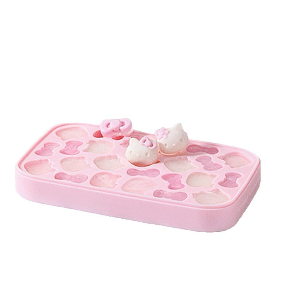 Vesta Hello Kitty Silicone Ice Cube Tray Set - Easy Release Mold with Storage Bin & Lid