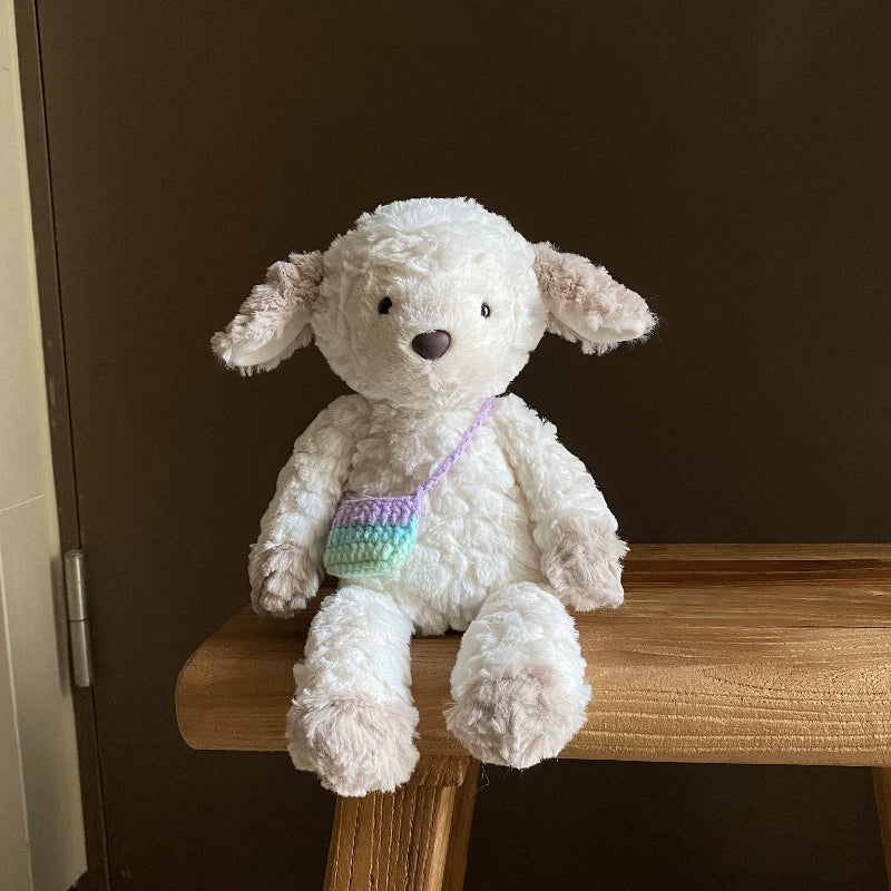 Cute Rainbow Party Sheep Plush | Soft Stuffed Animal with Handmade Rainbow Hat | 19cm & 35cm Sizes