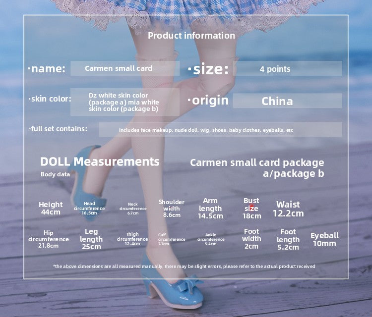 1/4 BJD Doll Carmen - Gingham Lace Dress & Ball-Jointed Doll Full Set