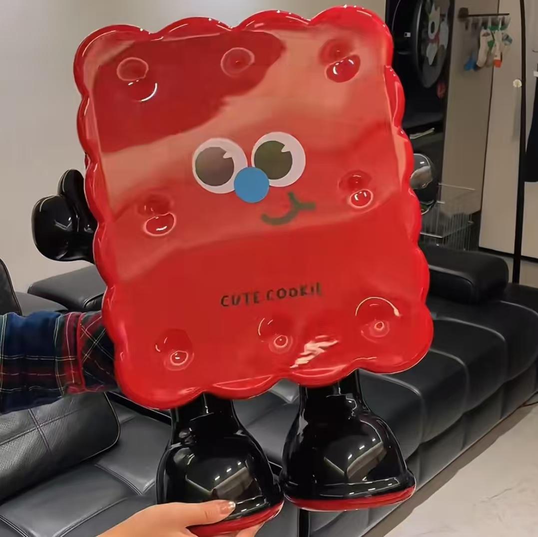 Vesta Cute Cookie Character Trash Can - Rolling Press-Top Waste Bin for Kitchen, Living Room & Office