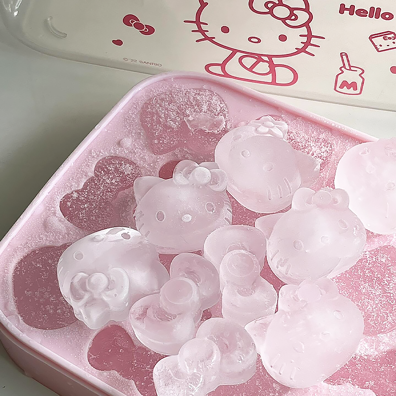 Vesta Hello Kitty Silicone Ice Cube Tray Set - Easy Release Mold with Storage Bin & Lid