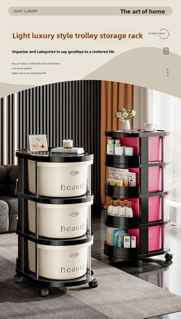 Vesta Rotating Rolling Storage Cart - Mobile Multi-Tier Organizer for Kitchen, Bedroom & Bathroom