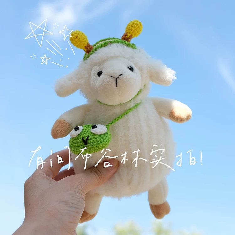 Cute Rainbow Party Sheep Plush | Soft Stuffed Animal with Handmade Rainbow Hat | 19cm & 35cm Sizes