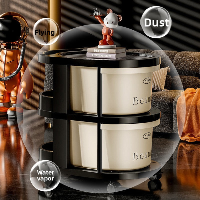 Vesta Rotating Rolling Storage Cart - Mobile Multi-Tier Organizer for Kitchen, Bedroom & Bathroom