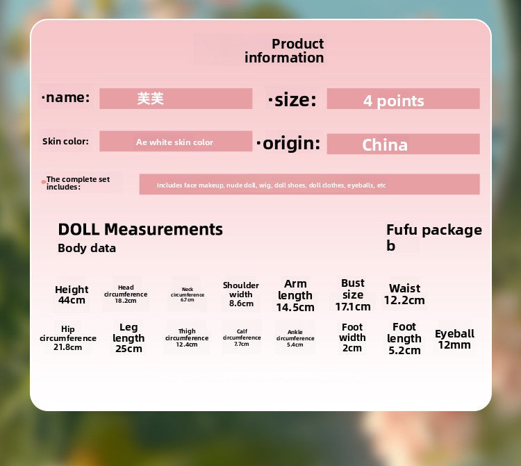 Boneca BJD 1/4 Fufu Princesa | Boneca Articulada Feita à Mão com Rosto Personalizado | Brinquedo Colecionável Articulado