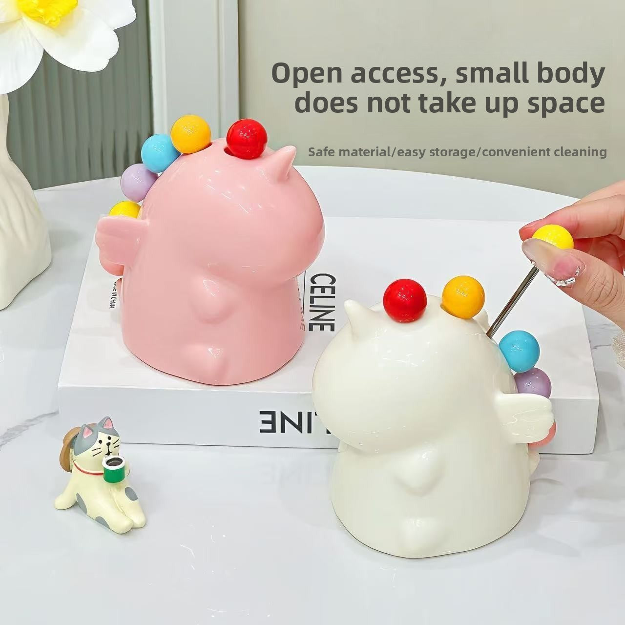 Vesta Unicorn Fruit Fork Set - 410 Stainless Steel with Cute Ceramic Storage Holder