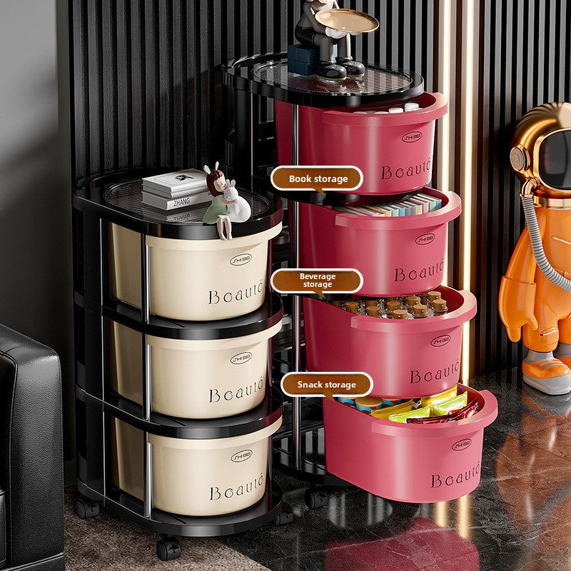 Vesta Rotating Rolling Storage Cart - Mobile Multi-Tier Organizer for Kitchen, Bedroom & Bathroom