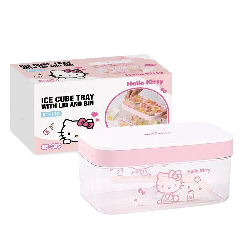 Vesta Hello Kitty Silicone Ice Cube Tray Set - Easy Release Mold with Storage Bin & Lid