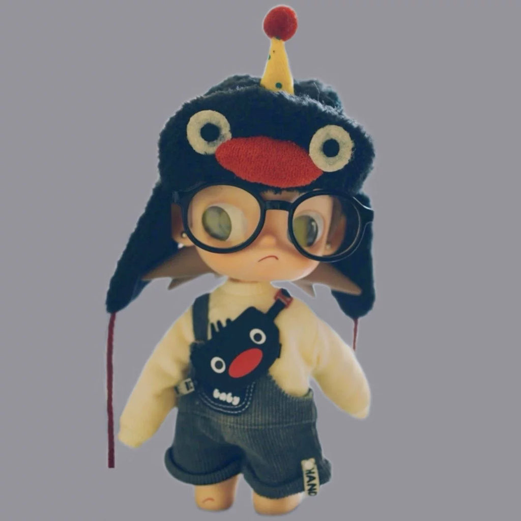 1/8 Scale Doll Outfit - Penguin Hat Set with Overalls & Glasses