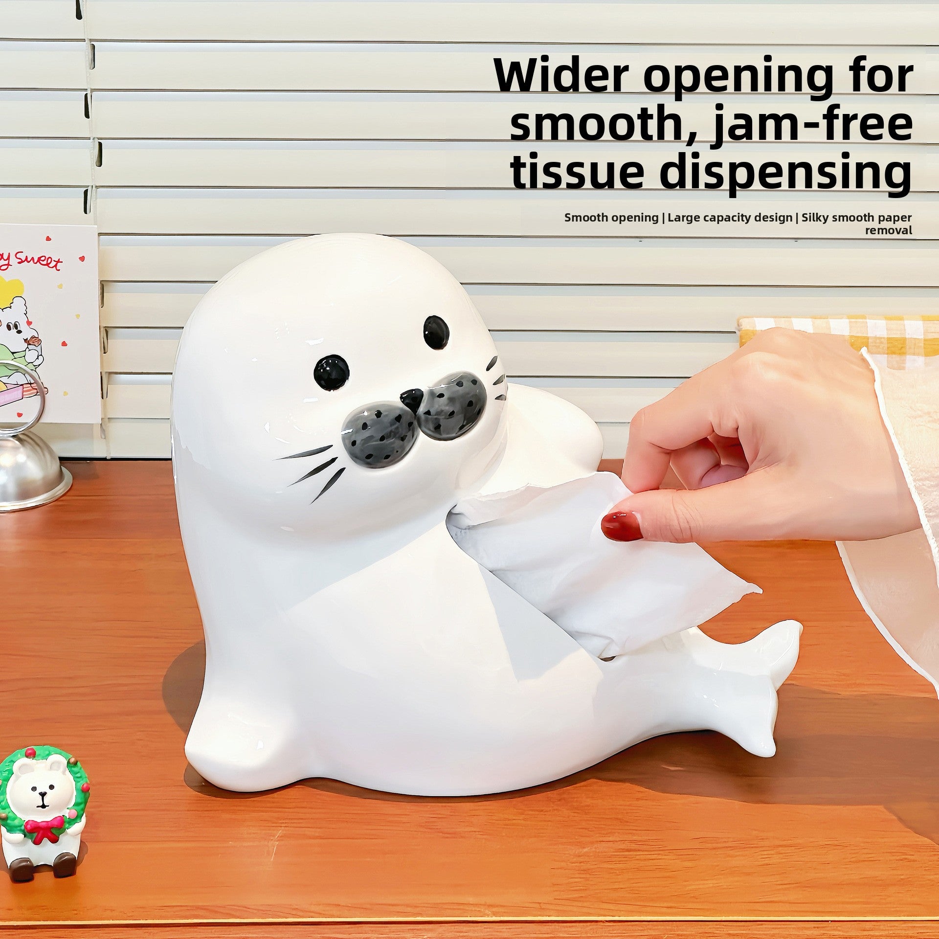Cute Ceramic Seal Tissue Box Cover - Waterproof Animal Tissue Holder for Home Kitchen Bathroom Living Room | Vesta