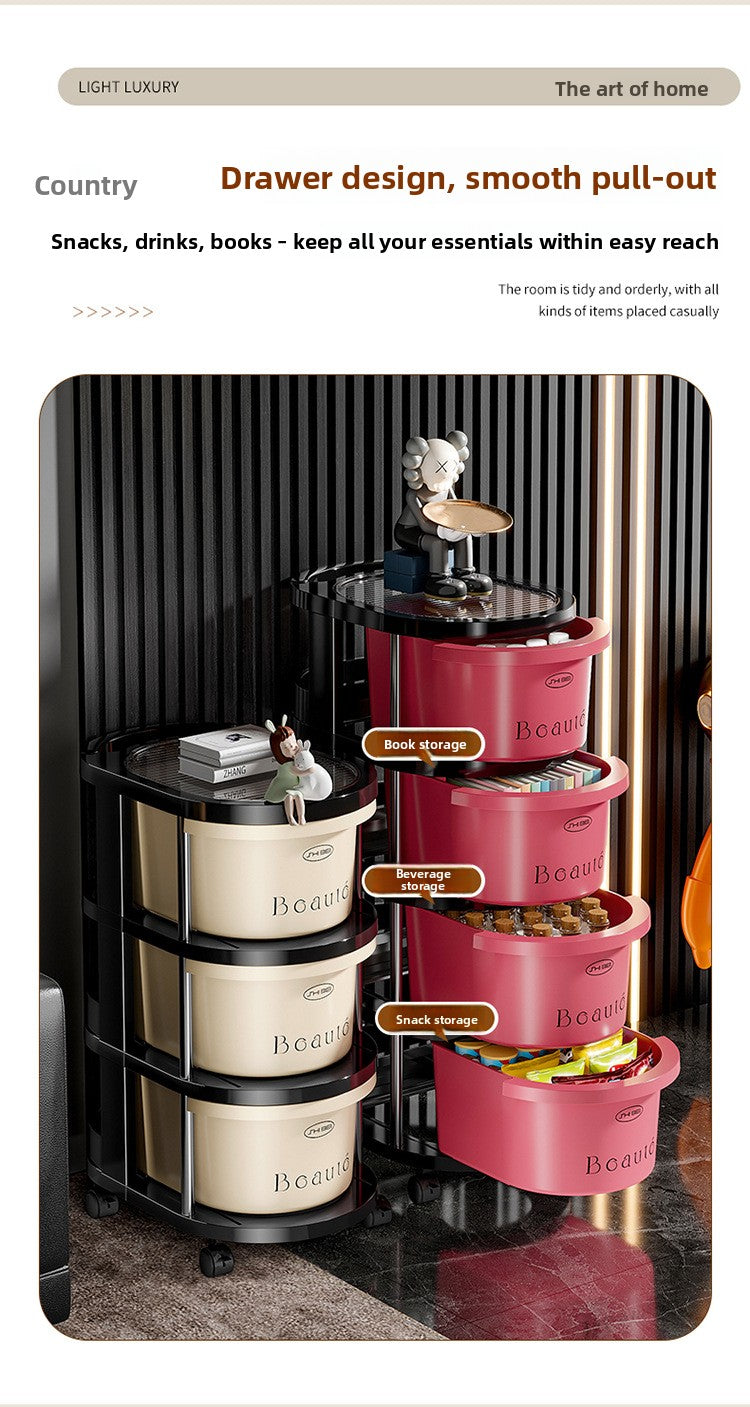 Vesta Rotating Rolling Storage Cart - Mobile Multi-Tier Organizer for Kitchen, Bedroom & Bathroom