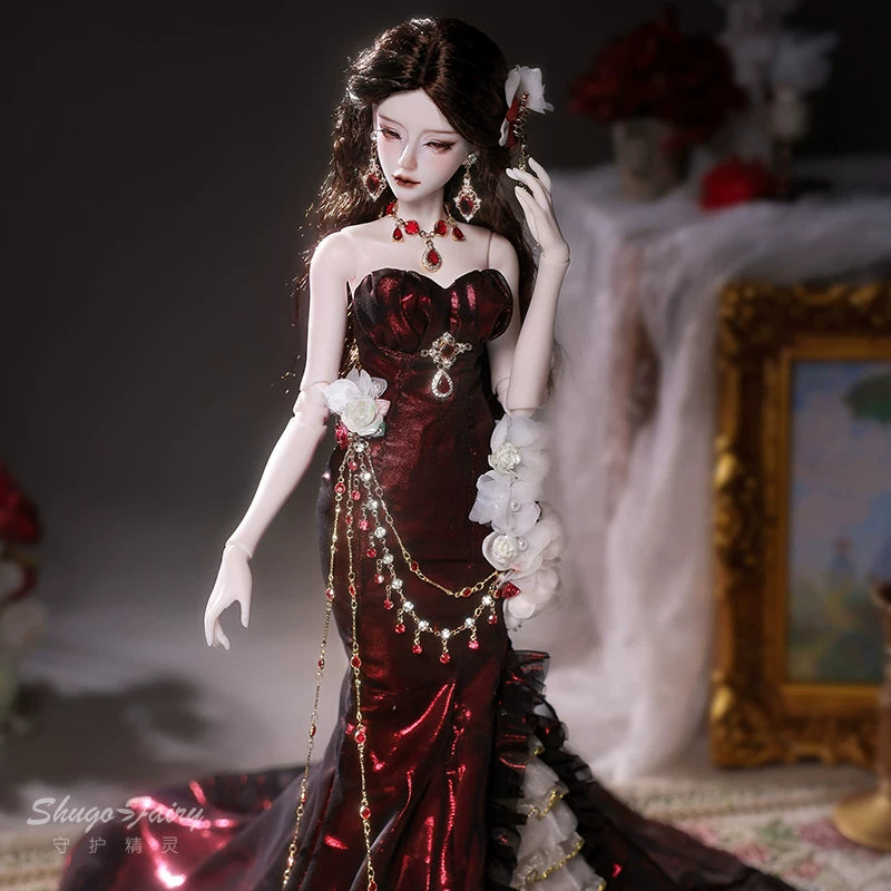 Official 1/4 BJD Doll Delphine - Mermaid Tail Evening Gown & Handmade Ball-Jointed Doll