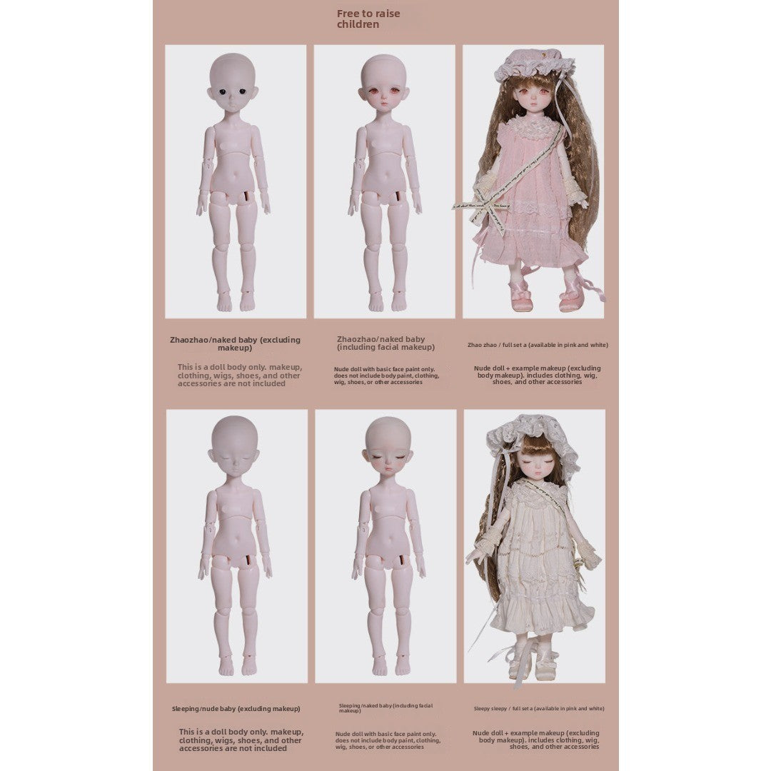 Full Set 1/6 BJD Doll Joint Resin Facial Makeup Bare Retro Cute Style Girl Gifts