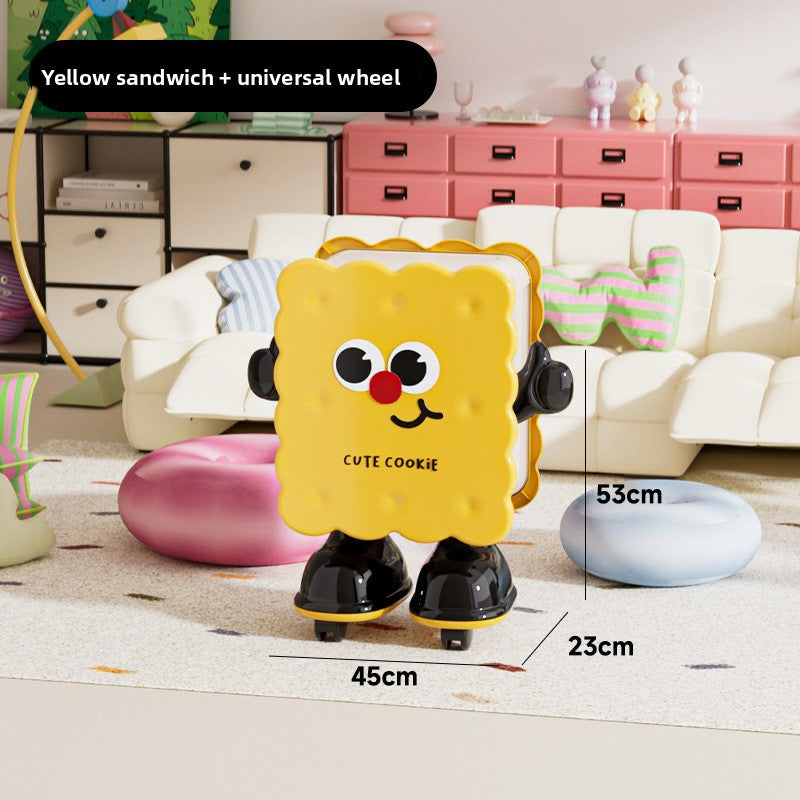 Vesta Cute Cookie Character Trash Can - Rolling Press-Top Waste Bin for Kitchen, Living Room & Office