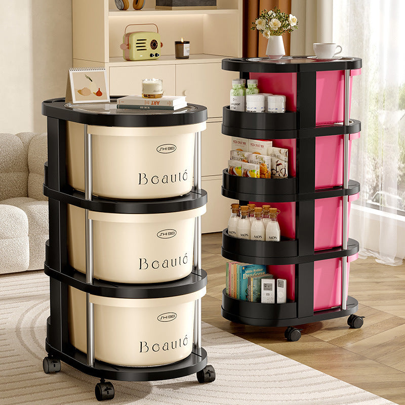 Vesta Rotating Rolling Storage Cart - Mobile Multi-Tier Organizer for Kitchen, Bedroom & Bathroom
