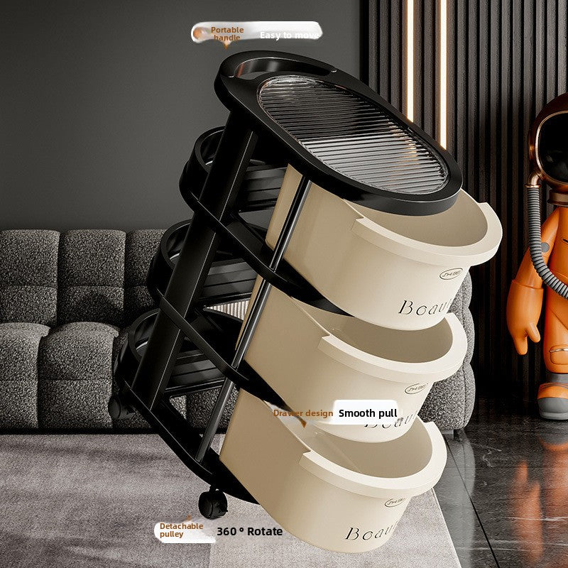 Vesta Rotating Rolling Storage Cart - Mobile Multi-Tier Organizer for Kitchen, Bedroom & Bathroom