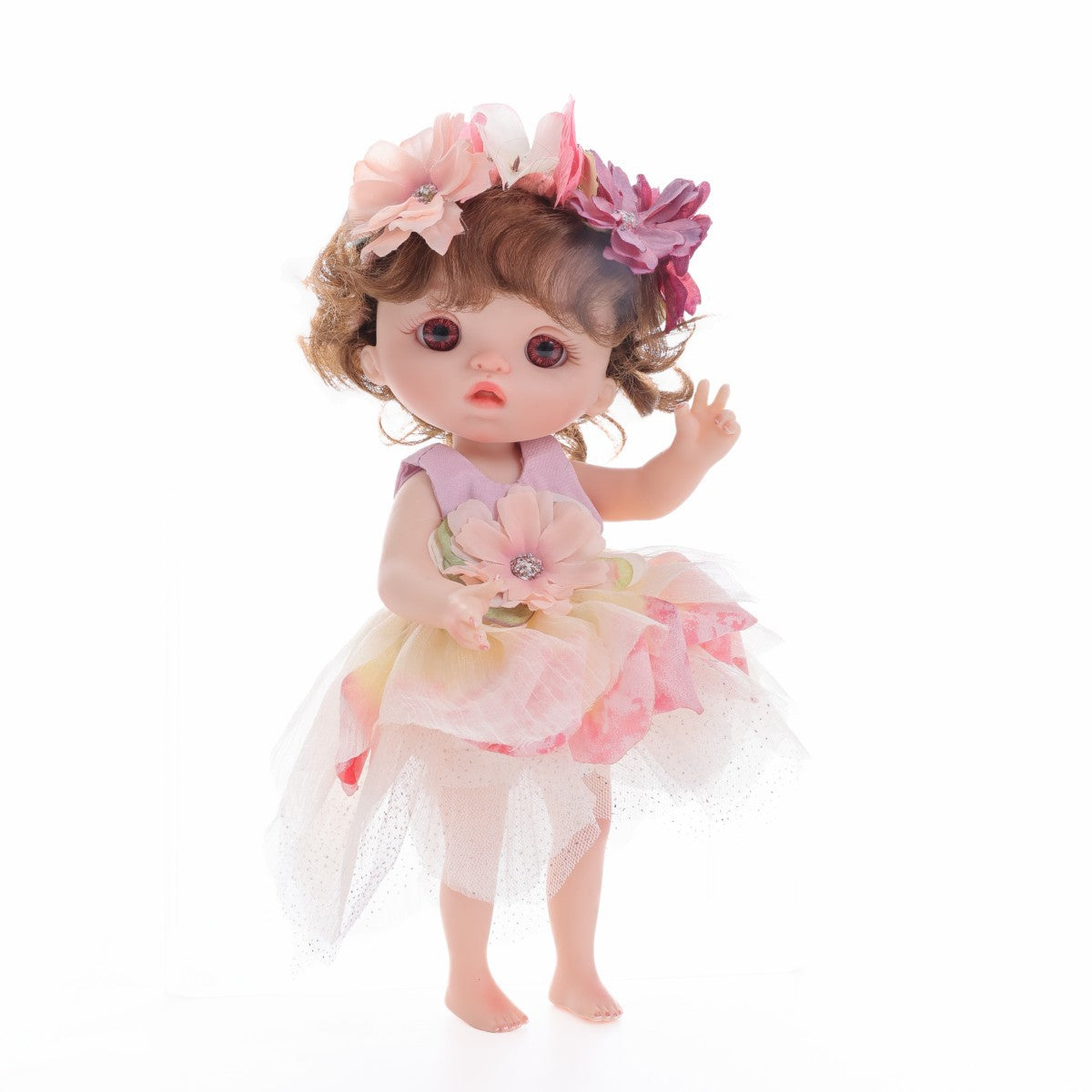 10" Reborn Baby Doll - Soft Vinyl Realistic Newborn Doll with Purple Acrylic Eyes | Hand-Flocked Hair | Gift Boxed