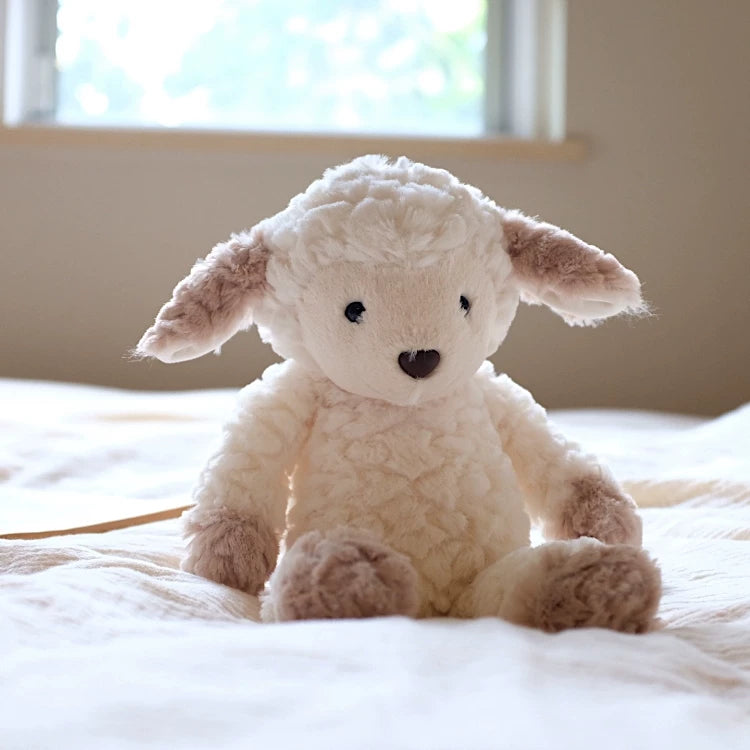 Cute Rainbow Party Sheep Plush | Soft Stuffed Animal with Handmade Rainbow Hat | 19cm & 35cm Sizes