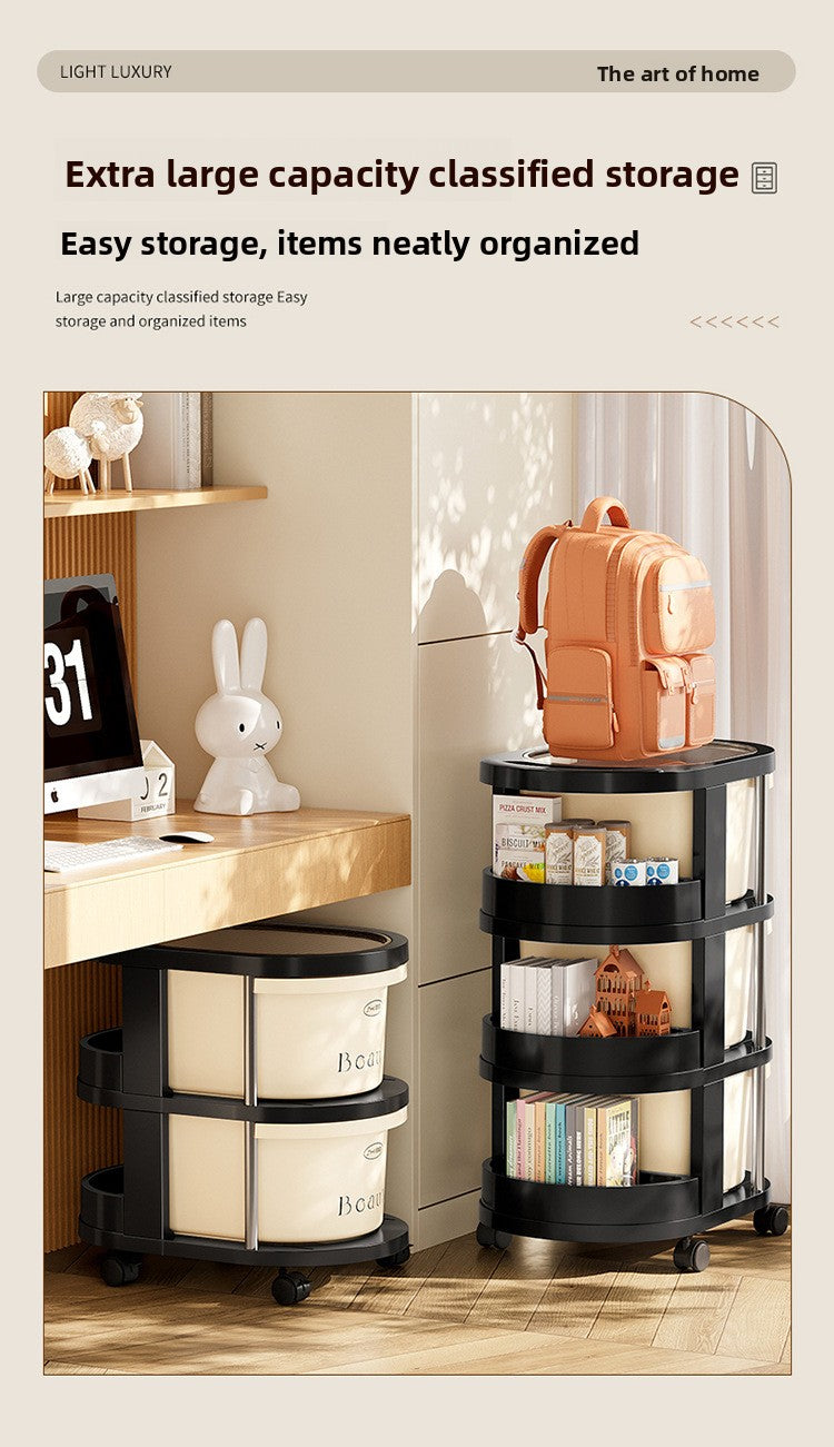 Vesta Rotating Rolling Storage Cart - Mobile Multi-Tier Organizer for Kitchen, Bedroom & Bathroom