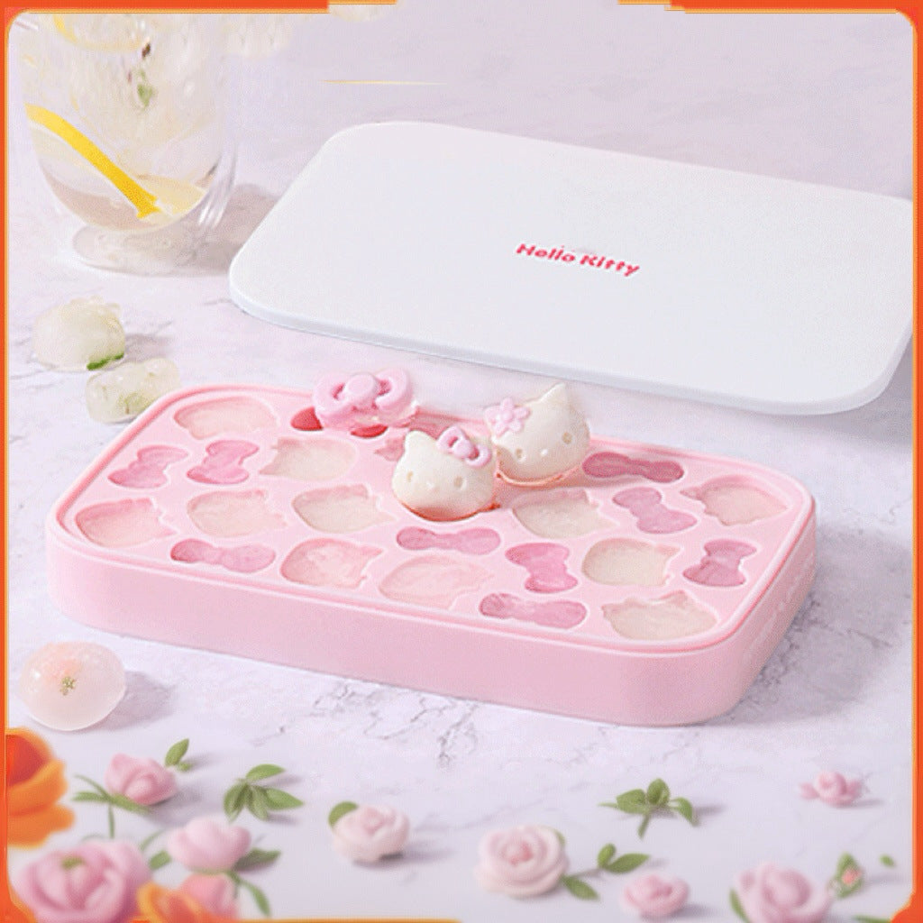 Vesta Hello Kitty Silicone Ice Cube Tray Set - Easy Release Mold with Storage Bin & Lid