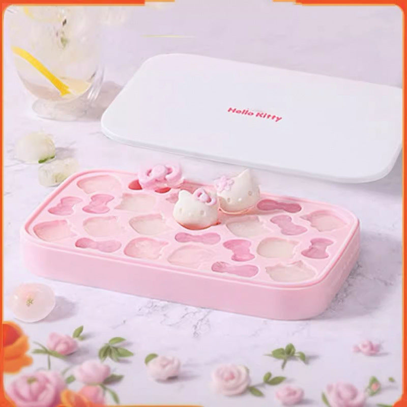 Vesta Hello Kitty Silicone Ice Cube Tray Set - Easy Release Mold with Storage Bin & Lid