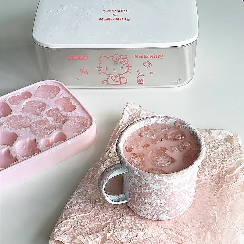 Vesta Hello Kitty Silicone Ice Cube Tray Set - Easy Release Mold with Storage Bin & Lid