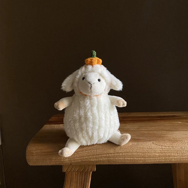 Cute Rainbow Party Sheep Plush | Soft Stuffed Animal with Handmade Rainbow Hat | 19cm & 35cm Sizes