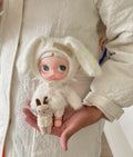1/8 Scale Doll Outfit - Winter Creamy Knit Sweater Set with Bunny Hat & Plush Accessory