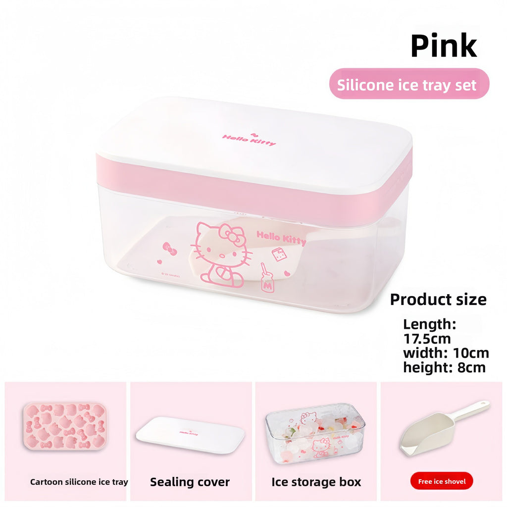 Vesta Hello Kitty Silicone Ice Cube Tray Set - Easy Release Mold with Storage Bin & Lid