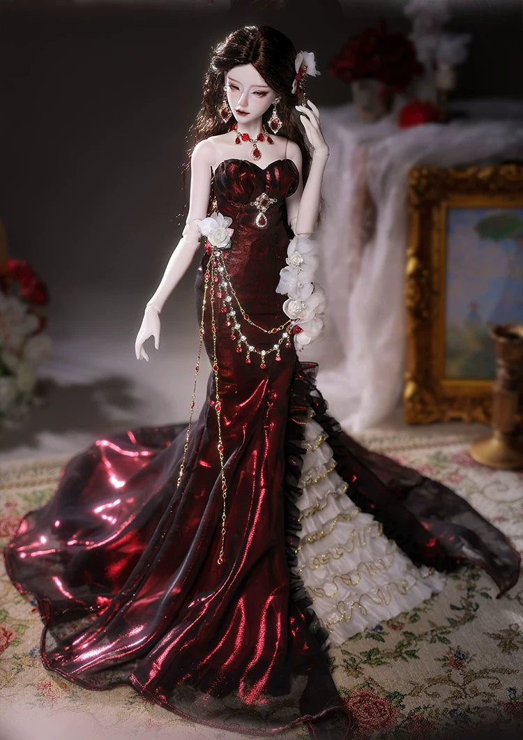 Official 1/4 BJD Doll Delphine - Mermaid Tail Evening Gown & Handmade Ball-Jointed Doll