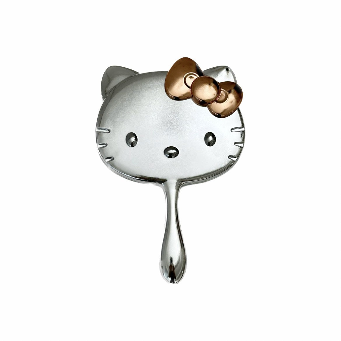 Cute Cat Foldable Hand Mirror - Portable Metallic Makeup Mirror for Travel and Daily Use