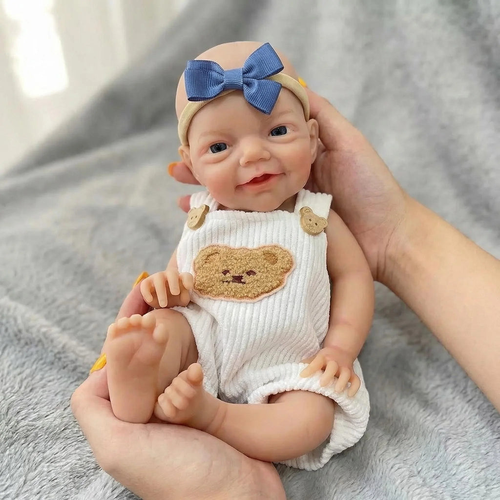 Boneca de 12 polegadas com Boca que Abre, Super Macia, de Silicone Platina Sólido, Flexível e Elástico, Realista, Tamanho Prematuro, Charlie Fofo para Colecionadores