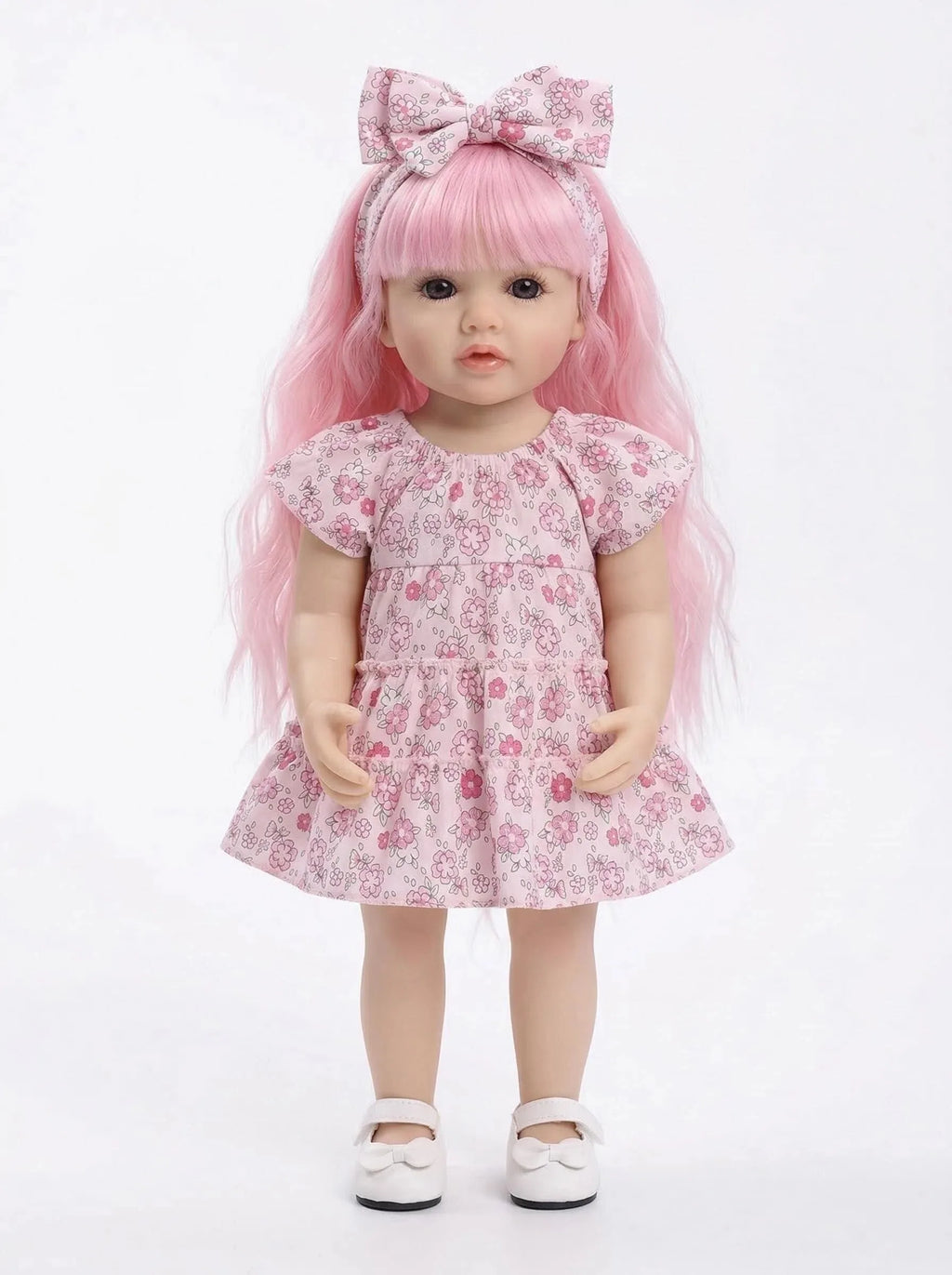 22inch Betty Full body Silicone Reborn Pink Curly hair Girl Doll Lifelike 3D Skin Visible Veins Gifts for Children