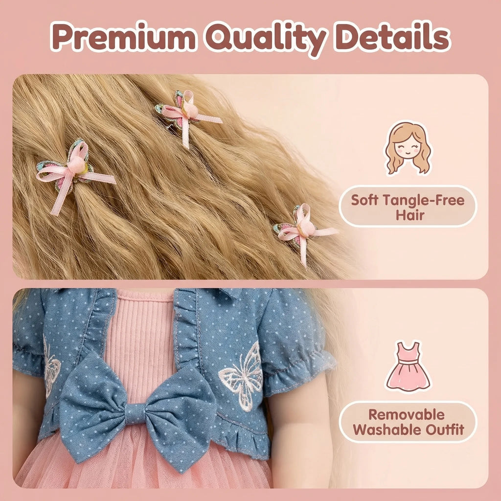 22inch Betty Full body Silicone Reborn  Light Brown Curly Hair Girl Doll Lifelike 3D Skin Visible Veins Gifts for Children