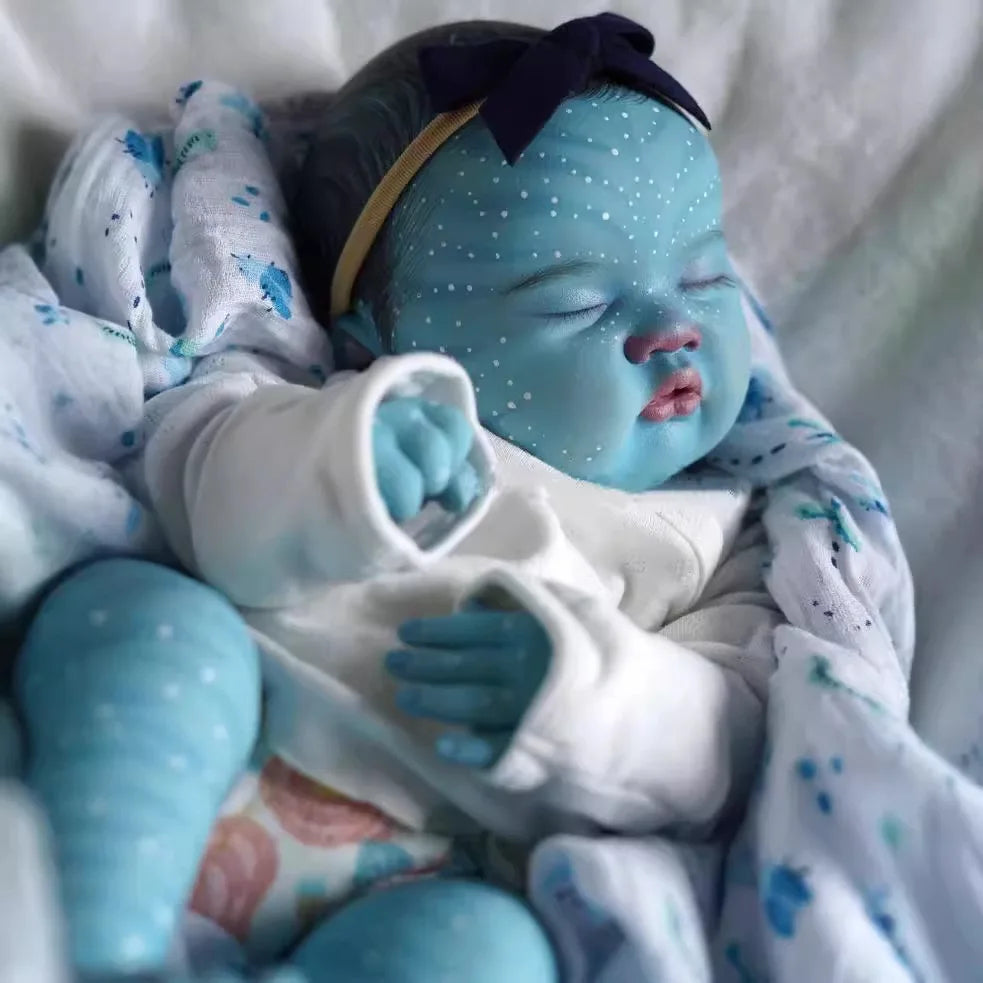 Ashia  Avatar-19inch Cloth Newborn Baby Doll Reborn Baby Size Real Picture Handmade 3D Skin Rooted Hair Visible Veins