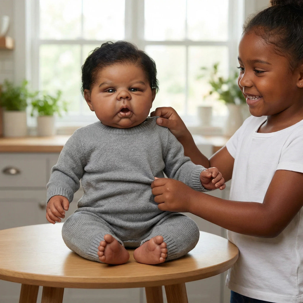 24-inch Dark Brown Skin Reborn Toddler Boy Doll - High Quality Hand Painted Gounchin Collectible Art Doll