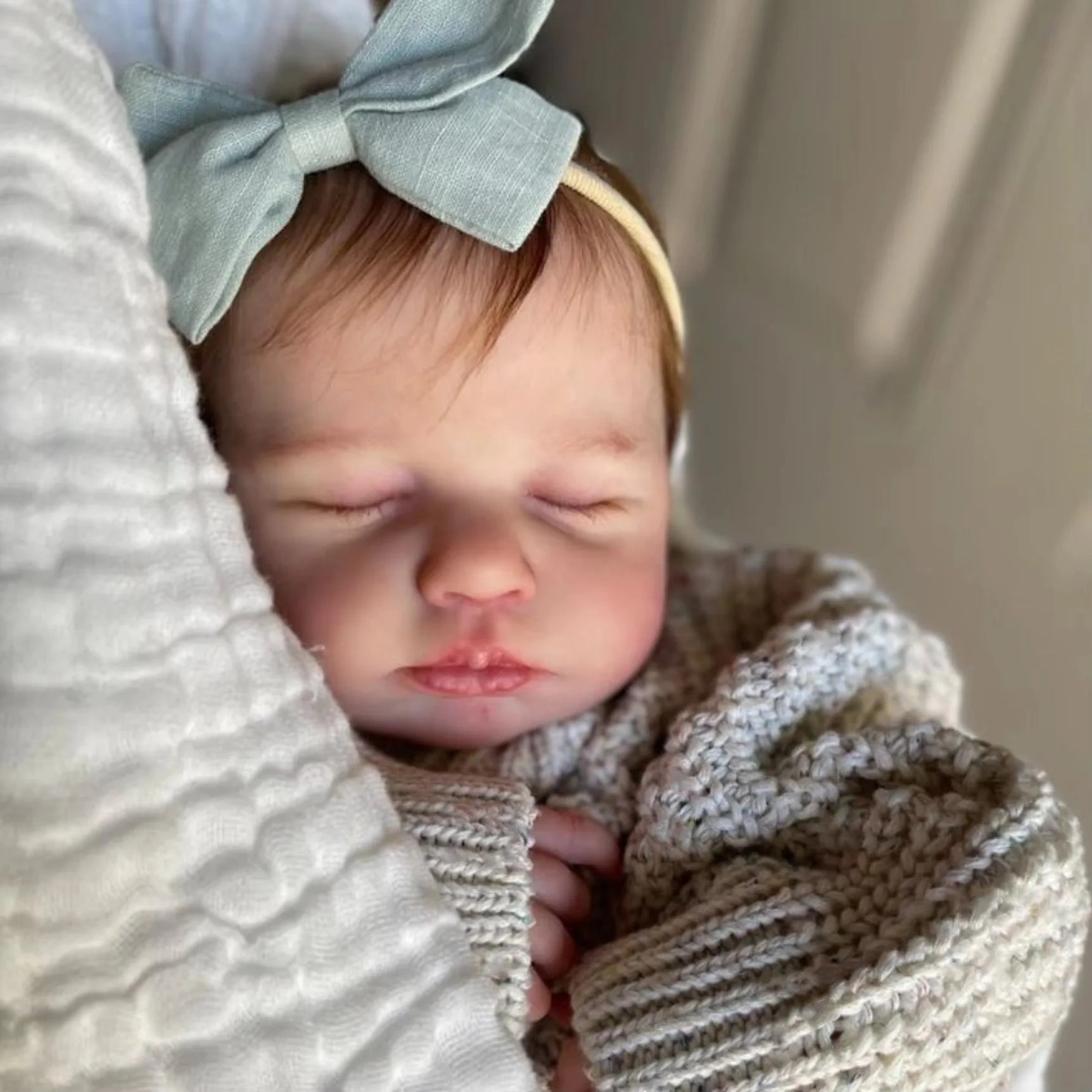 Sleeping Loulou Doll 19 Inch Newborn Baby Size Reborn Doll Handmade 3D Skin Painted with Visible Veins Christmas Gift