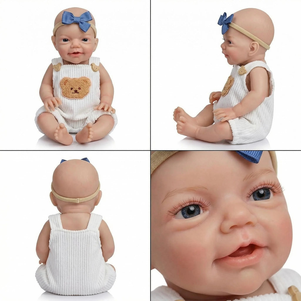 Boneca de 12 polegadas com Boca que Abre, Super Macia, de Silicone Platina Sólido, Flexível e Elástico, Realista, Tamanho Prematuro, Charlie Fofo para Colecionadores