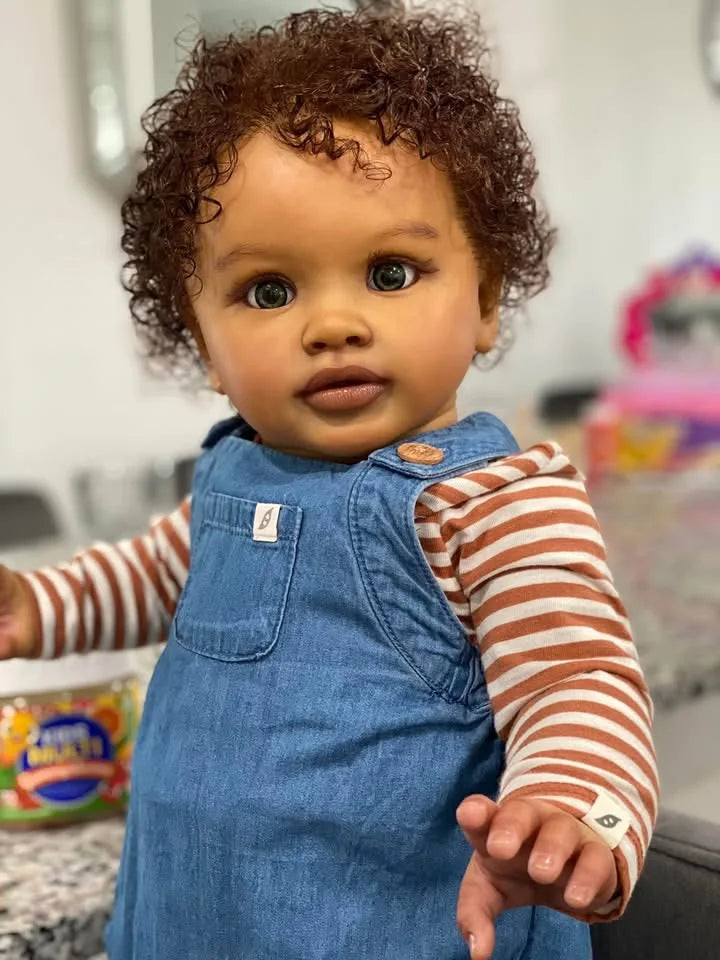 26inches Pippa Already Painted Finished Doll Reborn Toddler Huge Baby Size Dark Skin Lifelike Soft Touch 3D Skin Art Doll