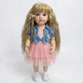 22inch Betty Full body Silicone Reborn  Light Brown Curly Hair Girl Doll Lifelike 3D Skin Visible Veins Gifts for Children