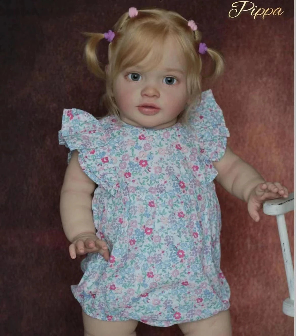 26Inch Lifelike Baby Toddler Reborn Pippa Princess Girl Realistic Doll Unfinished Doll Parts with Cloth body and Eyes