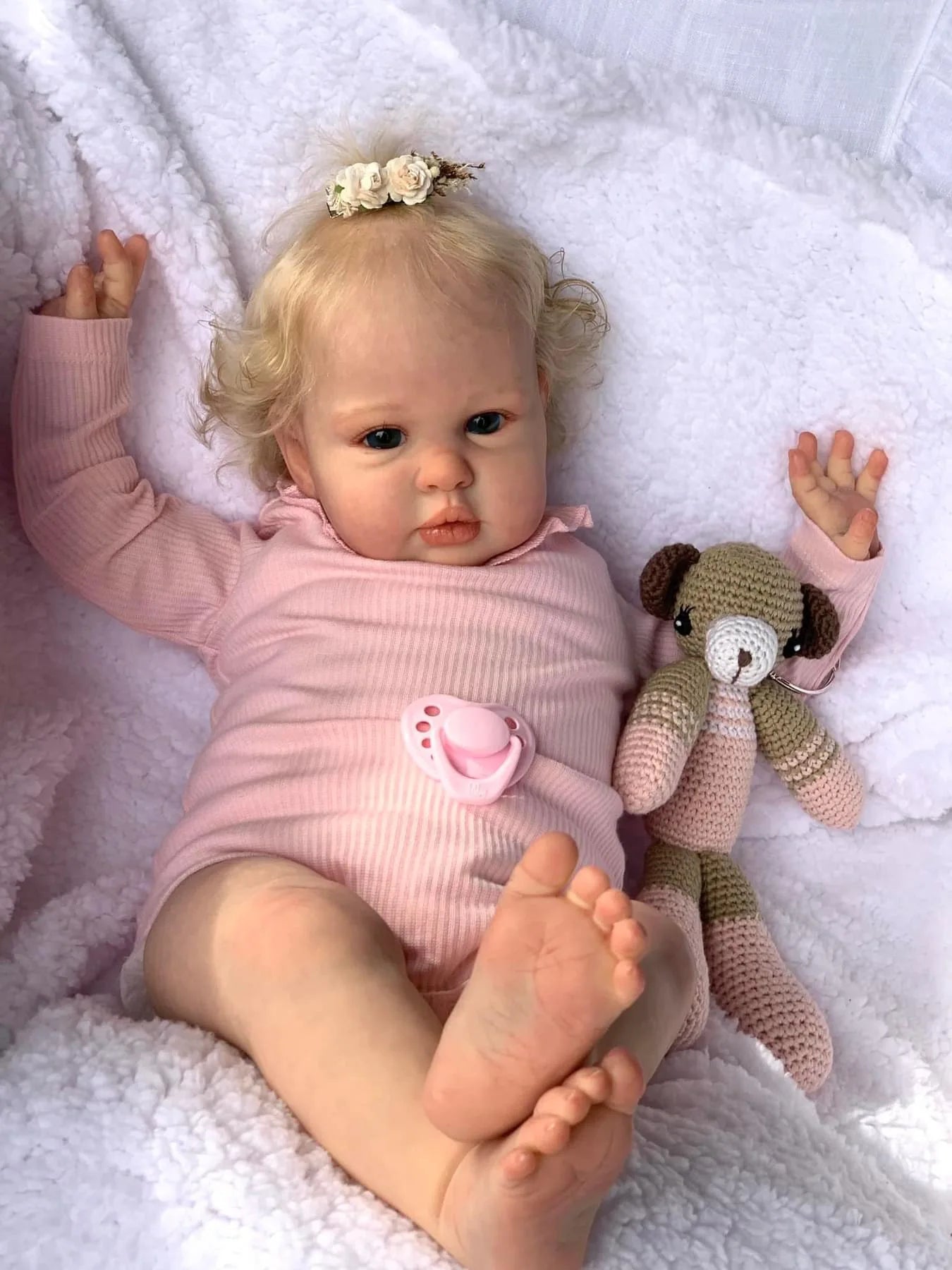 24 Inch Reborn Baby Doll Ellie - Toddler Newborn Princess Girl Doll with Lifelike Soft Touch 3D Skin And Hand Root Hair