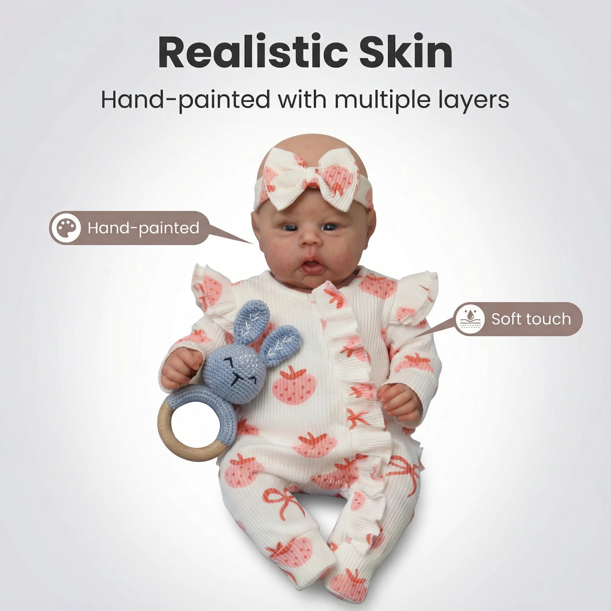 22" Gounchi Reborn Toddler Doll | 3D Skin Hand-Painted Collectible Art Doll for Kids
