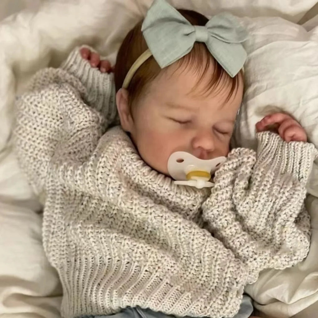Sleeping Loulou Doll 19 Inch Newborn Baby Size Reborn Doll Handmade 3D Skin Painted with Visible Veins Christmas Gift