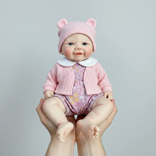 12" Platinum Silicone Reborn Baby Doll | 30cm Solid Soft Squishy Art Doll with Cat Pacifier