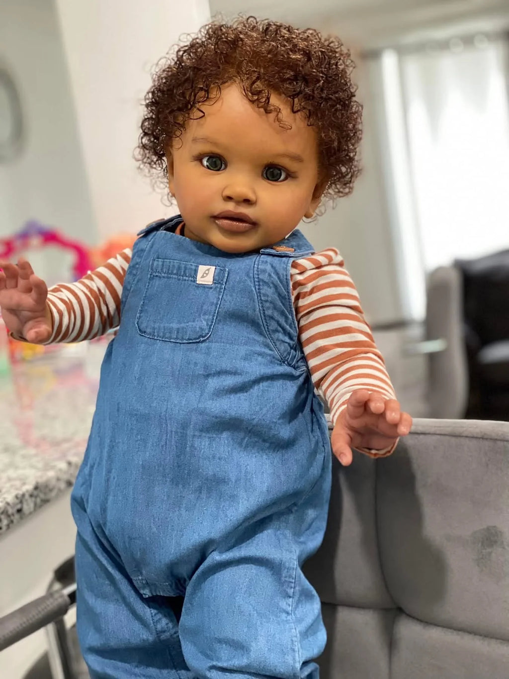 26inches Pippa Already Painted Finished Doll Reborn Toddler Huge Baby Size Dark Skin Lifelike Soft Touch 3D Skin Art Doll