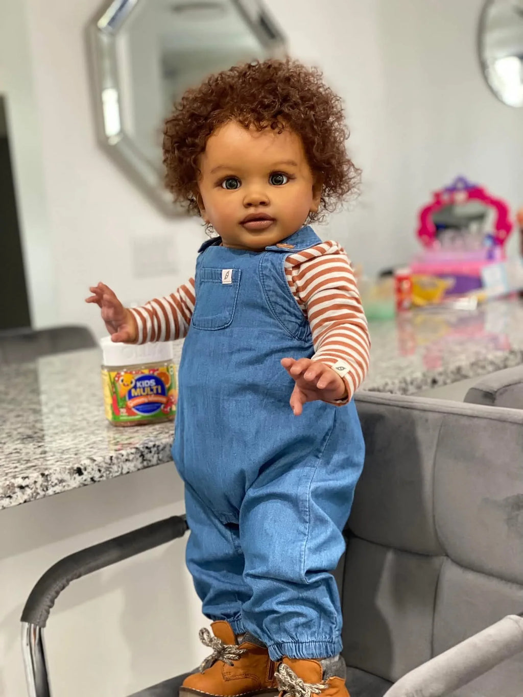 26inches Pippa Already Painted Finished Doll Reborn Toddler Huge Baby Size Dark Skin Lifelike Soft Touch 3D Skin Art Doll
