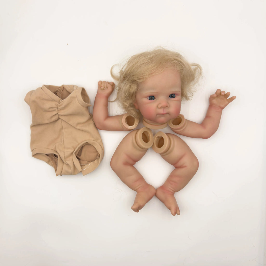 18inch bettie with curly hair Reborn Doll Kit Lifelike Awake Baby Already Painted Unfinished Doll Parts DIY Baby toys